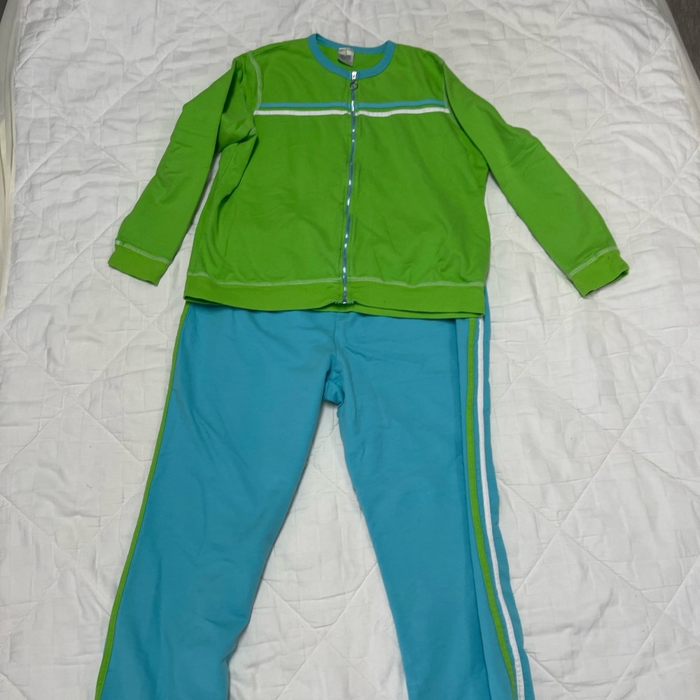 Womens warm up suit turquoise/lime. Size XL